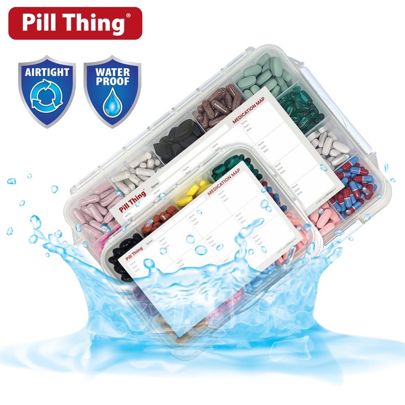 20 Compartment Large Pill Case with Airtight Seal - Silicone