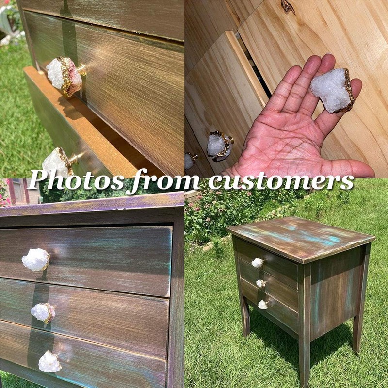 JIC Gem 4 Pack Crystal Stone Cabinet Knobs Quartz Geode