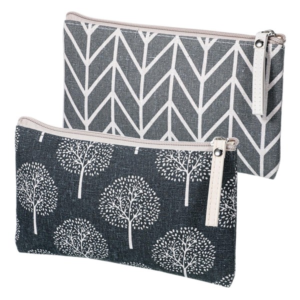2 Pcs Canvas Makeup Bag Small, Cosmetic Bags for Women