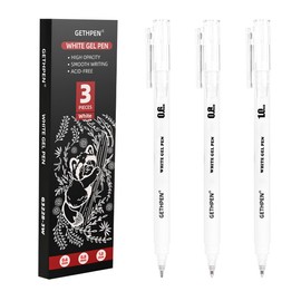 GETHPEN White Gel Pens 3-Pack - 0.6/0.8/1.0mm Fine to Bold Tips for Journaling & Art - Opaque Ink on Dark Paper, Holiday Cards & DIY Gifts