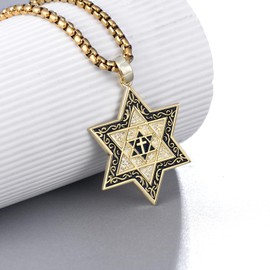 925 Sterling Silver Star of David Necklace for Men - Jewish Pendant with Cross Detail - David Star Necklace - Religious Jewelry for Him