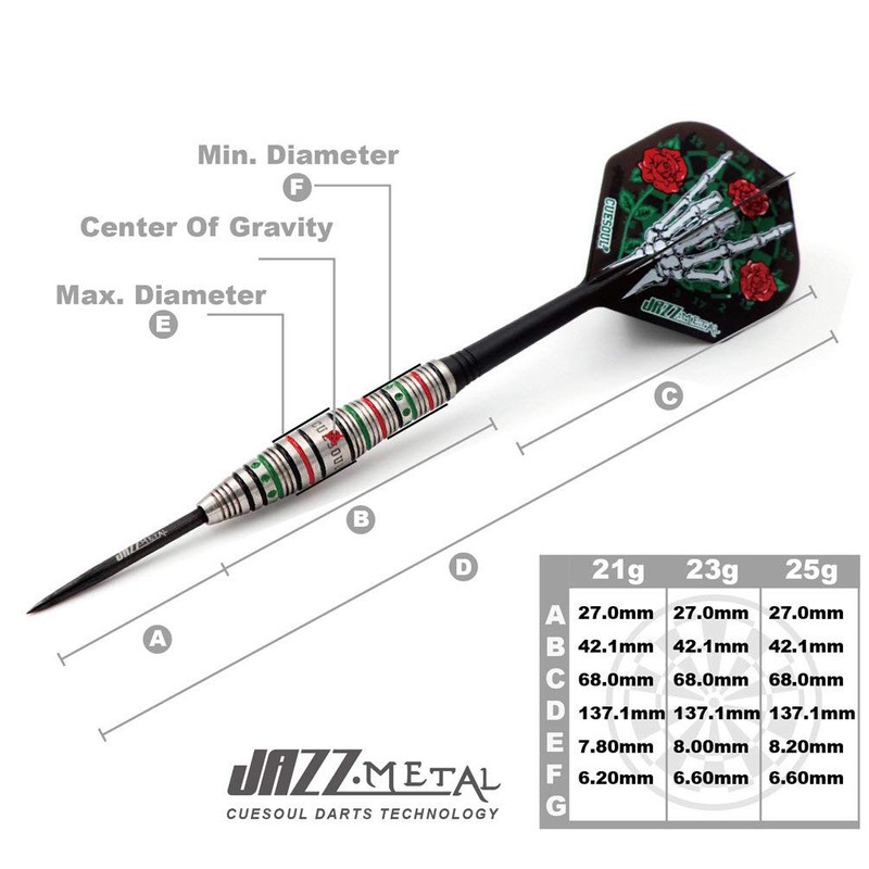 CUESOUL JAZZ-METAL 25g Steel Tip 90% Tungsten Dart Set with