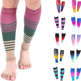 Doc Miller Calf Compression Sleeve Men and Women 20-30 mmHg, Shin Splint Compression Sleeve, Medical Grade Socks for Varicose Veins and Maternity 1 Pair XX-Large Maroon Green Tan Calf Sleeve