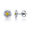 Sterling Silver Petite Yellow Enamel Daisy Stud Earrings