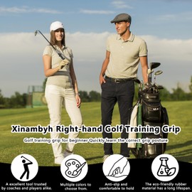 Xinambyh 1 Pcs Right-Hand Golf Training Grip:Club,Rubber Swing Grip Trainer,Golf accessories for adults,beginners,all levels.Improvement tool for Proper Hand Placement.(Black)