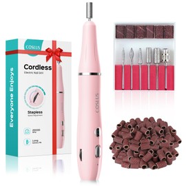 Cordless Electric Nail Drill File: COSLUS Nail Drill Machine with Stepless Speed Knob for Acrylic Gel Dip Powder Polish, Professional Portable Manicure Pedicure Kit Rechargeable for Home Salon Use