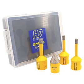 HIGHDRIL Diamond Drill Bit Set - 4pcs (6/6/8mm+20mm Chamfer Bit) Diamond Hole Saw Kit with 5/8-11 Thread for Ceramic Porcelain Tile Granite Marble Brick Dekton