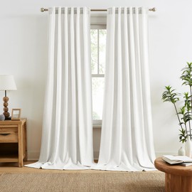 RAIN CITY 90 Inch Curtains Back Tab Floor to Ceiling Length Non-See-Through Privacy Light Filtering Room Darkening Pure White Sheer Curtains for Bedroom Dining Room Nursery 50 Wide 2 Panels