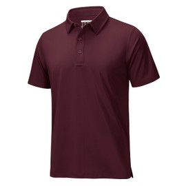 MAGCOMSEN Mens Golf Shirts Short Sleeve Dry Fit Performance Athletic Polo Casual Business Fishing Outdoor Stretch Collared Shirts Wine Red S