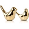 Small Gold Birds Ceramic Statues, Decorative Animal Sculpture, Gold Bird