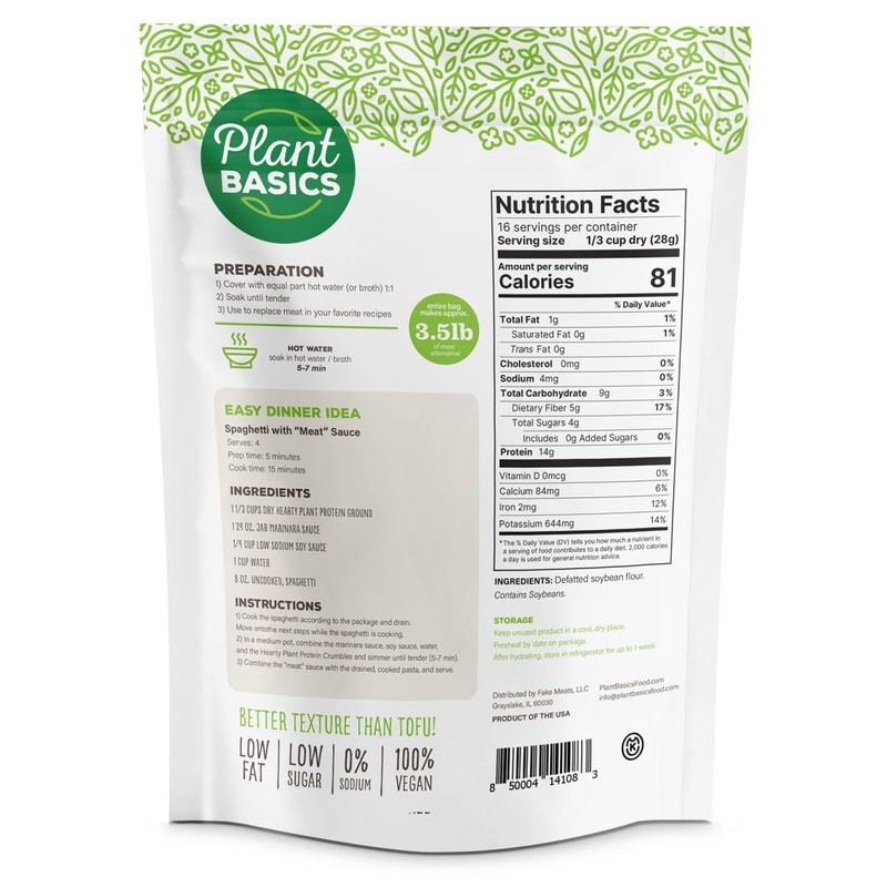 Plant Basics - Hearty Plant Protein - Unflavored Ground, 1