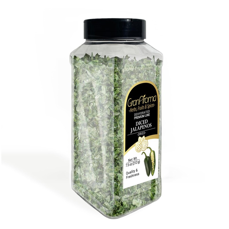 GranAroma Dried, Diced Jalapenos, Mexican Spice, Hot and Versatile (7.5
