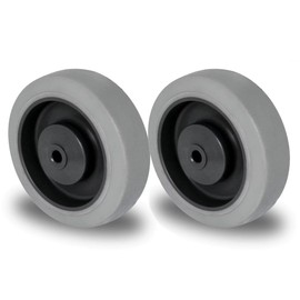 Abrollwerk Set of 2 Installation Wheel 100 mm Rubber Grey Traceless Roller Bearing with Axle Accessories M10 Ball Bearings