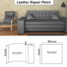 Neaylfe Leather Repair Patch, Dark Gray, 4 X 90 Inch, Adhesive Tape for Furniture, Vinyl and Leather Repair Kit