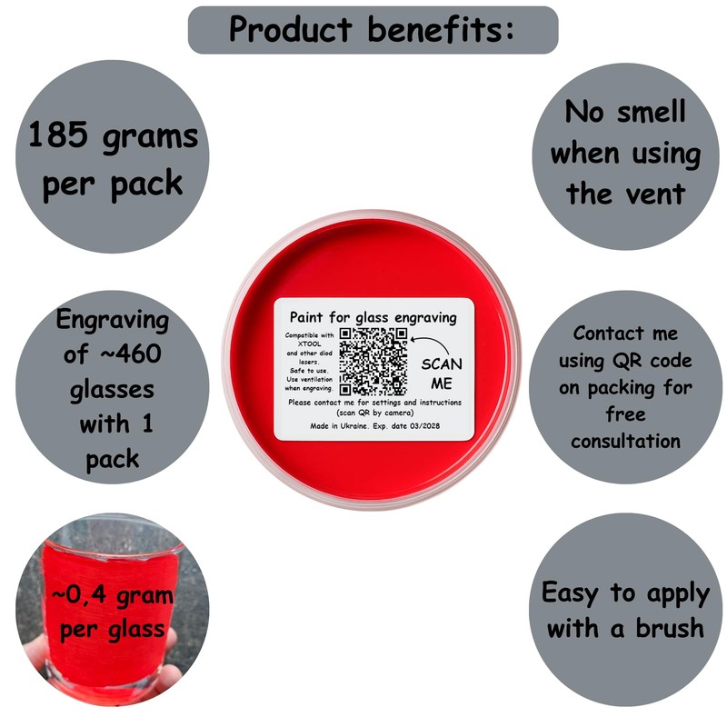 Laser Marking Paint for Glass Etching - 185 grams Permanent