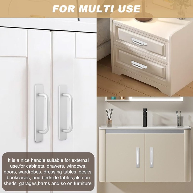 Pilarmuture 2 Pcs Adhesive Handles,Adhesive Cabinet Handles,Self Stick No Drilling