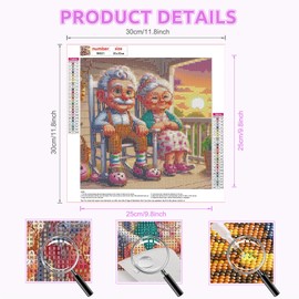 HEIBAGO 5D Diamond Painting Kits for Audlts Couple, DIY Lovers Diamond Art Painting, Full Drill Diamond Dots Kits Landscapes Rhinestone Embroidery Crystal Crafts for Home Wall Decor 30x30cm