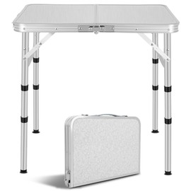 Small Camping Table with Mesh Layer, Portable Tables Folding, Aluminum Folding Table for BBQ, Patio, Garden and Indoor