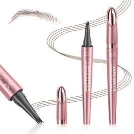 2024 New Magic Eyebrow Pen, with 4 Micro Fork Tip Eyebrow, Long lasting Smudgeproof Brow Pen, Waterproof Microblading and Sweat Proof Eyebrow Pen, for Makeup Beginners Fine Sketch Brow (Dark Brown)