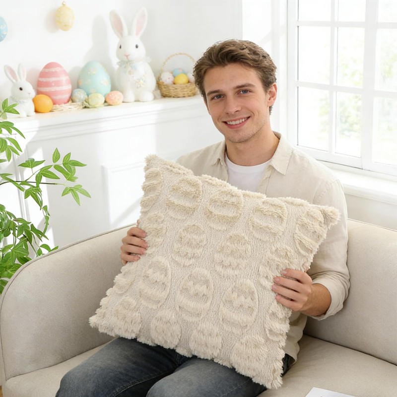 Easter Throw Pillow Covers, Easter Decorations for Home, 18x18 in
