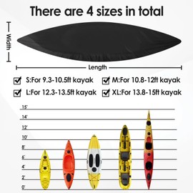 BESTMAN MARINE Kayak Cover,420D Heavy Duty Waterproof & UV Resistant Kayak Covers for Outdoor and Indoor Storage,Tear and Fade Resistant Canoe Cover (Black, M (For 10.8-12ft kayak))