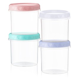 AskBed 4 Pack 16Oz (500ML) Freezer Storage Containers - airtight Plastic Food Storage with Twist Top Lids