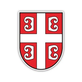 Squiddy Serbia Shield Serbian Pride - Vinyl Sticker Decal for Phone, Laptop, Water Bottle (3" Tall)