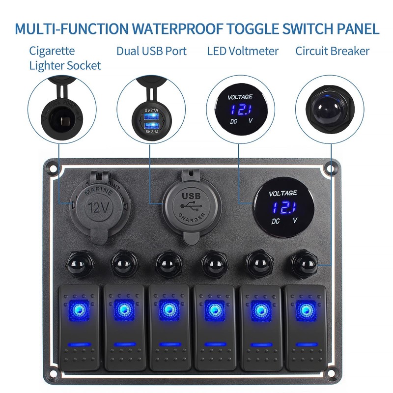 Xhtechnology - Panel de interruptor basculante para barco, impermeable, 6