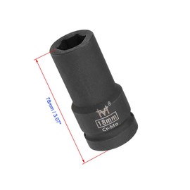 MACHSWON 3/4 Inch Drive - 18mm Deep Impact Socket with 6 Point Design, Heat-Treated Cr-V Steel 78mm Length, Metric Sizes