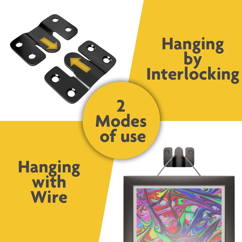 4PCS Black French Cleat Hanger, Interlocking Picture Hanging Tool Kit,