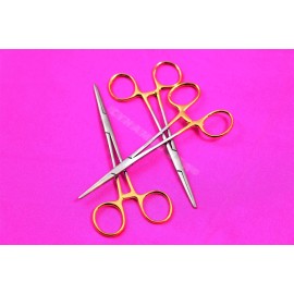 CYNAMED USA NEW 4 PREMIUM GOLD Kelly Hemostat Forceps 5.5" STRAIGHT Surgical Stainless CE