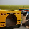 PAWVISH School Bus Cardboard Cat House and Scratcher, Play House,