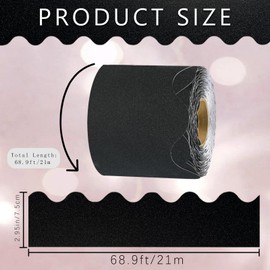 DMJUNCONG 68.9 Feet Black Glitter Bulletin Board Border Scalloped Bulletin Board Trim for Classroom Decoration,Bedroom Wall Decoration,Home Decoration,Birthday Party Decorations