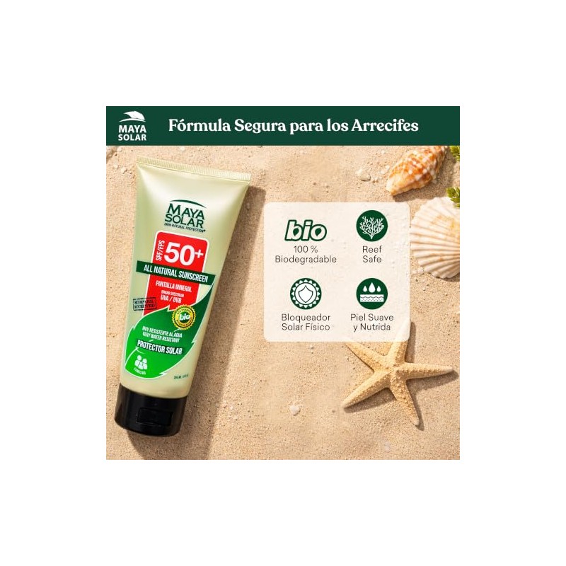 Maya Solar. Bloqueador Solar Corporal. 100% Ingredientes Naturales Minerales SPF
