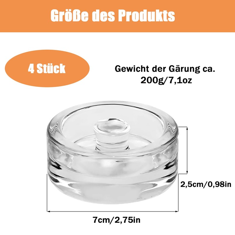 Aarcyye Fermentation Weights, Pack of 4 Fermentation Glass Weights, Cucumber
