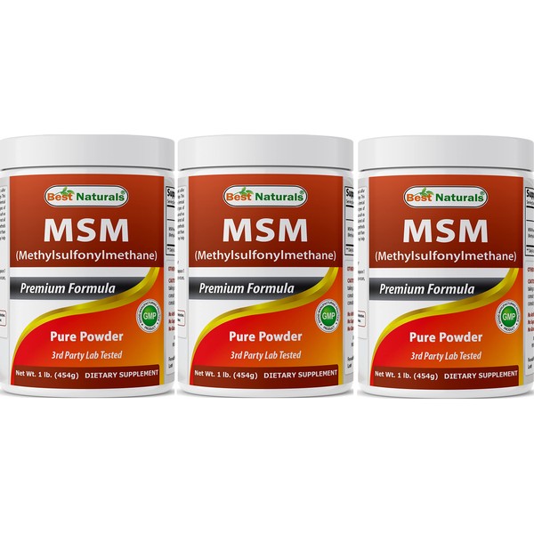 Best Naturals 100% Pure MSM Powder, 1Lb (Pack of 3)