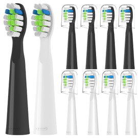 Cabezales de cepillo de dientes YMPBO compatibles con el cepillo de dientes eléctrico Bitvae D2, cerdas suaves, cabezales de repuesto, 5 negros + 5 blancos