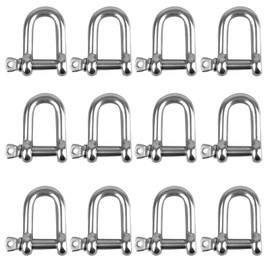 Shackle D Shape, 12Pcs M4 D Ring Shackles, Stainless Steel M4 D Ring Screw Shackles with Pins, 304 stainless steel D ring Shackle, D Shape Screw Bolt Wire Rope, for Chains Wire Rope Lifting