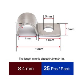 MgcTolBox Steel Pipe Strap Ø 4 mm, Mater Cable Holder Clips, Little Pipe Brackets for EMT Conduits or Cable Management | Pack of 25