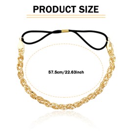 2PCS Gold Silver Headband,Sparkly Metal Rhinestone Braided Elastic Headband,for Women Fashion Wedding Headpiece Jewelry Hair Accessories for Festival Prom Party