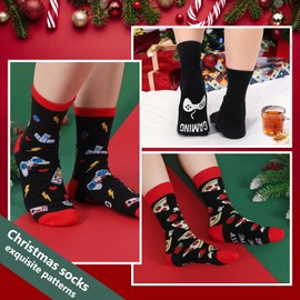 Jodimitty 12 Pairs Christmas Socks Advent Calendar 2024 Women Men Unisex Cotton Socks Christmas Stockings Fun Funny Texts Pattern Advent Calendar Gifts, multicoloured