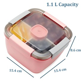 Bento Box Doppelschicht, Lunchbox mit Unterteilung Fächern Salatbox, Auslaufsicher BPA Frei Brotdose mit Besteck Brotzeitbox für Arbeit/Picknick, Brotbüchse Frühstücksbox Geeignet für Mikrowellen