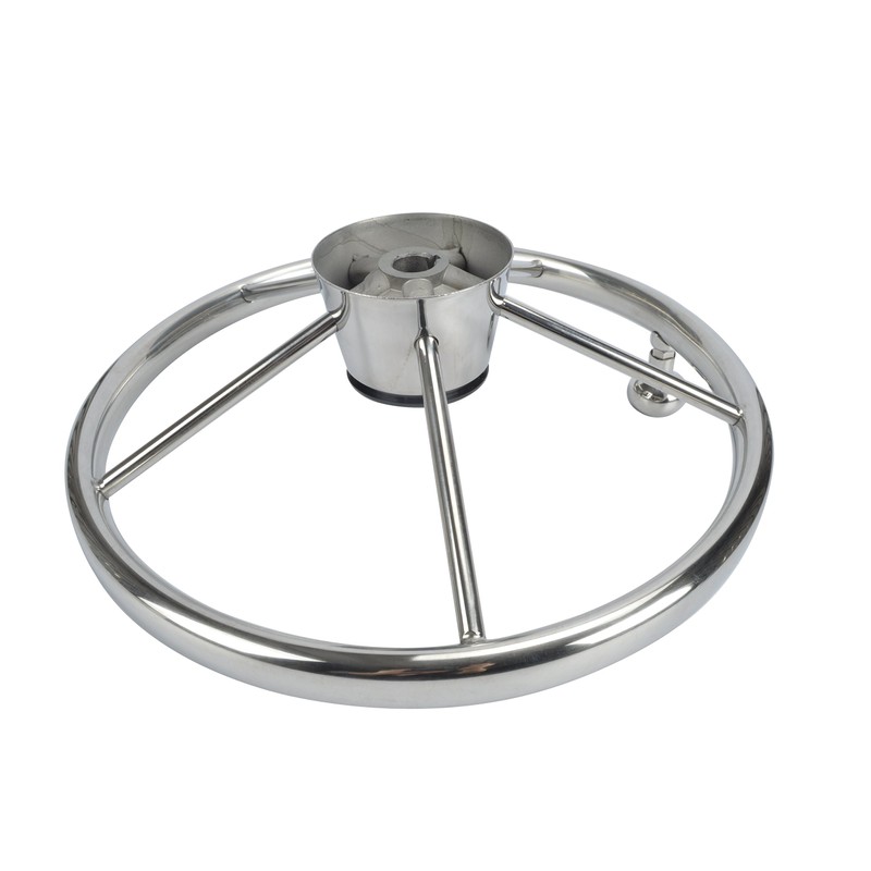 Amarine-Made 5-Spoke 13-1/2 Inch Destroyer Style Stainless Boat Steering Wheel