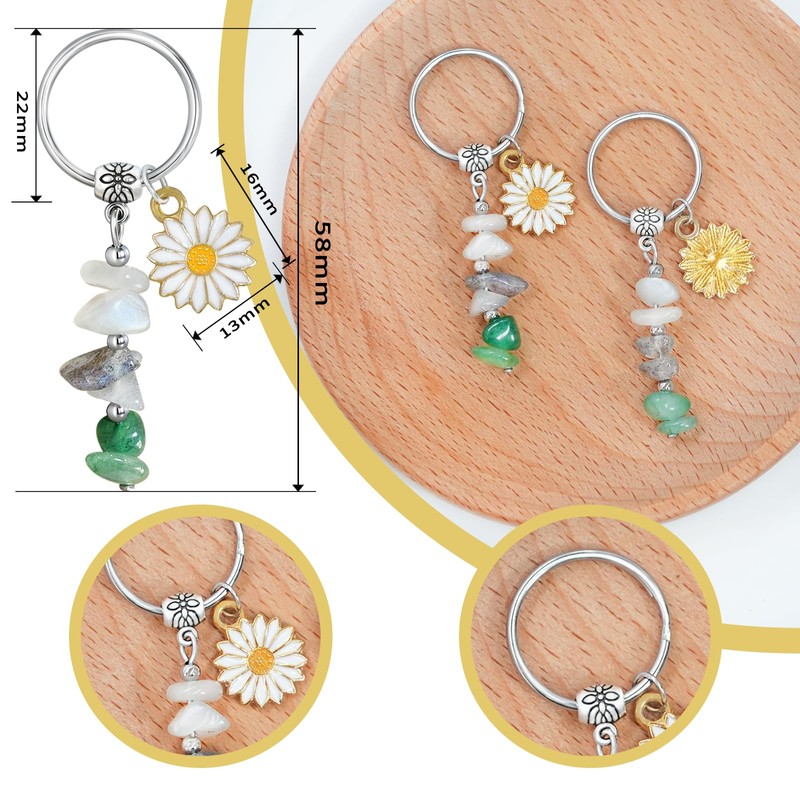 mintolex Natural Crystal Keychain Gift Healing Stones Key Ring Gift