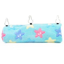 URBEST Ferret Hammock Guinea Pig Hideout Ferret Toys Tunnel Warm Soft Linings Rat Cage Accessories Play and Sleep(Blue