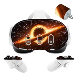 VR Headset Galaxy Helmet Skin and Accessories Stickers Kit Compatible with Quest 3 Skin Vinyl Protective Cover Decal Compatible with Oculus Quest 3 (Black Hole Flash)