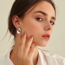 NEPULOY Big Waterdrop Statement Drop Earrings for Women Large Sliver Dangle Earrings Jewelry