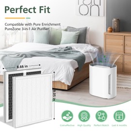 2 Pack 3-in-1 HEPA Replacement Filter Compatible with Pure Enrichment PureZone Air Purifier Part No. PEAIRPLG