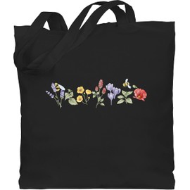 Shirtracer - Cotton Bag - Boho Bag & Bohemian Clothing - Flowers Meadow Watercolour Watercolour, 1 black