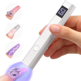 Geerow Nail Light, Handy, Pen Shape, LED & UV Curing Light, Type-C Charging Port, Gel Nail, Resin, Topcoat, Quick Drying, 2-Step Timer, Compatible with Self Nails, Portable Limbs (White)